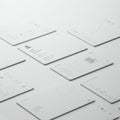 Minimalist digital interface mockups displayed in a grid layout on a light surface. The Royalty Free Stock Photo