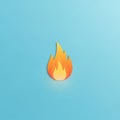Minimalist, digitally-created flame icon on a light blue backgroun Royalty Free Stock Photo