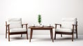 Minimalist Dining Set With Precisionist Style Chairs And Casual Sofa