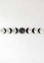 Phases of the Moon Display on White Background Royalty Free Stock Photo
