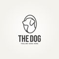 minimalist dog logo line art badge icon logo template vector illustration design. simple modern dog head inside the circle emblem Royalty Free Stock Photo