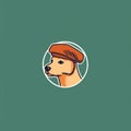 Minimalist Dog Logo With Sympathic Expression And Beret