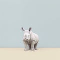 Minimalist Doll House Rhino: Playful And Fun Hyperrealistic Animal Portraits