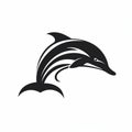 Minimalist Dolphin Logo Vector In Dark White And Black Royalty Free Stock Photo