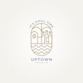 minimalist downtown or uptown city badge logo template vector illustration design. simple modern party city, bar, destination Royalty Free Stock Photo