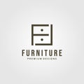 Minimalist drawer furniture interior logo with letter f symbol vector illustration design