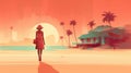 Minimalist Drawing Poster By James Gilleard Featuring Cute Mary On Beach