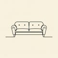 Minimalist drawing of a sofa in continuous line art style. The sofa has two seat cushi Royalty Free Stock Photo