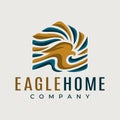 Minimalist eagle home logo design template. Modern hawk house logo branding.