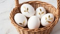 Minimalist Easter Basket with Golden Eggs, Modern Elegance Royalty Free Stock Photo