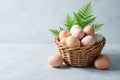 A Minimalist Easter Basket with Natural Elements and Soft Lighting A minimalist Easter basket made of Royalty Free Stock Photo