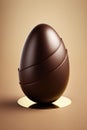 Minimalist Easter chocolate egg on an endless beige background, Generative AI.