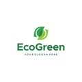 minimalist EcoGreen leaf leaves plants logo design Royalty Free Stock Photo
