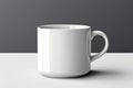 Minimalist Elegance: An Empty White Ceramic Mug Against Muted Grey Background, Capturing Smooth Curves and Soft Shadows for a Pure Royalty Free Stock Photo