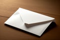 Minimalist Elegance: White Envelope on Wooden Table. AI
