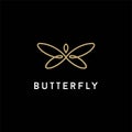 Minimalist elegant Butterfly Dragonfly wings logo design with line art style