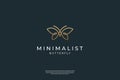 Minimalist elegant Butterfly logo design with liner Royalty Free Stock Photo