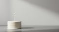 Minimalist Birthday Cake with Lit Candle Royalty Free Stock Photo