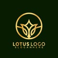 Minimalist Elegant Lotus logo, Gold meditation spa modern logos Design Vector