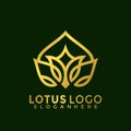 Minimalist Elegant Lotus logo, Golde meditation spa modern logos Design Vector