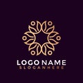 Minimalist Elegant Mandala logo, Golden Royal Fasion modern logos Designs Vector Royalty Free Stock Photo