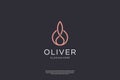 Minimalist elegant Olive Oil logo design with line art style