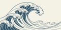Elegant Stylized Ocean Waves Abstract Pattern, vector design Generative AI Royalty Free Stock Photo
