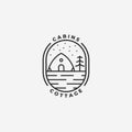 Minimalist Emblem Camp Cabin Cottage Logo Line Art Vector Illustration Design Royalty Free Stock Photo