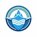 Minimalist emblem logo design for a water company, featuring symbolic elements related to water and sustainability, Develop a