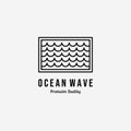 Minimalist Emblem of Surfing`s Wave Logo Icon Line Art Vector Design Illustration