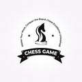 minimalist emblem vintage vector chess knight logo icon. chess club badge illustration Royalty Free Stock Photo