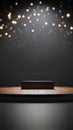 Minimalist empty dark grey display platform with soft lighting. Royalty Free Stock Photo