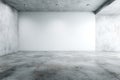 Industrial Minimalist Empty Studio with Concrete Walls and White Backdrop Royalty Free Stock Photo