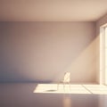 Minimalist Empty Room with Single Chair and Sunlight Royalty Free Stock Photo