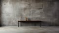 Minimalist empty room with textured concrete wall, natural lighting, high quality 3d render