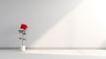 Minimalist Empty Room With Vase And Red Rose