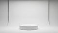 Minimalist Empty White Podium on Soft Gradient Gray Studio Background pedestal Royalty Free Stock Photo