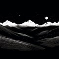 Minimalist Engraved Mountain Landscape At Night