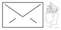 Human head growing flowers beside large envelope metaphor for communication and creative growth Royalty Free Stock Photo
