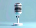 Minimalist environment. Studio microphone for podcasting on a white background Royalty Free Stock Photo