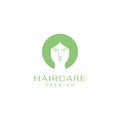 Minimalist face beauty female circle hair logo