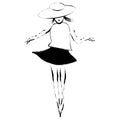 Minimalist Fashion Girl in Wide-brimmed Hat