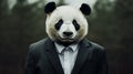 Minimalist Fashion Portrait Of Panda In A Suit