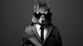 Minimalist Fashion Portrait Of Squirrel In Corporate Punk Style