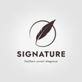 minimalist feather logo with circle badge vector illustration design Royalty Free Stock Photo