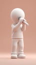 Minimalist Singer Character with Microphone, 3D Rendering on a Soft Pink Background Royalty Free Stock Photo