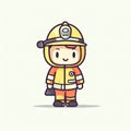 Minimalist Firefighter Cartoon Illustration on White Background for Invitations and Posters.