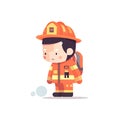 Minimalist Firefighter Cartoon Illustration on White Background for Invitations and Posters.