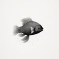 Minimalist Fish Illustration In The Style Of Nicolas Bruno And Edward Gorey