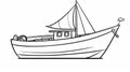 Minimalist Fishing Boat Coloring Page Royalty Free Stock Photo